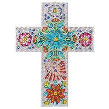 Laden Sie das Bild in den Galerie-Viewer, Dekorativer Anhänger Diamond Painting Kreuz mit Blumen