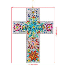 Laden Sie das Bild in den Galerie-Viewer, Dekorativer Anhänger Diamond Painting Kreuz mit Blumen