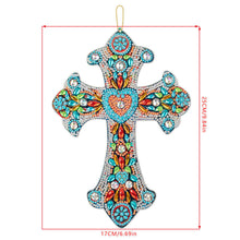 Laden Sie das Bild in den Galerie-Viewer, Dekorativer Anhänger Diamond Painting Kreuz mit Herz