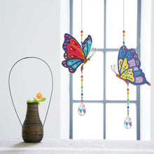 Laden Sie das Bild in den Galerie-Viewer, Kristall-Windspiel Diamond Art Schmetterlinge 2 Stück