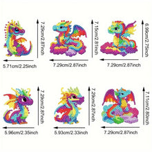 Laden Sie das Bild in den Galerie-Viewer, Schlüsselanhänger Diamond Painting 5D Drache 6 Stück