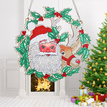 Laden Sie das Bild in den Galerie-Viewer, Türhänger Diamond Painting 5D Weihnachtsmann mit Rentier