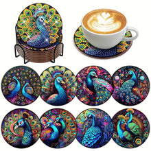 Laden Sie das Bild in den Galerie-Viewer, Untersetzer Diamond Painting 5D mit Pfau