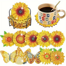 Laden Sie das Bild in den Galerie-Viewer, Untersetzer Diamond Painting 5D mit Sonnenblumen Set 10 Stück