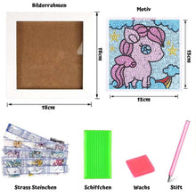 Laden Sie das Bild in den Galerie-Viewer, Diamond Painting 5D Kinder Einhorn mit Bilderrahmen