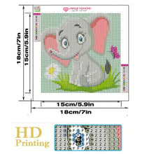 Laden Sie das Bild in den Galerie-Viewer, Diamond Painting 5D Kinder Elefant mit Bilderrahmen