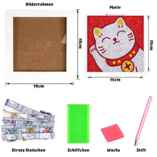 Laden Sie das Bild in den Galerie-Viewer, Diamond Painting 5D Katze für Kinder mit Bilderrahmen