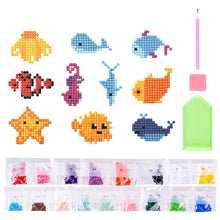 Laden Sie das Bild in den Galerie-Viewer, Aufkleber-Set Diamond Painting mit Fischen für Kinder