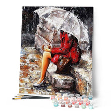 Laden Sie das Bild in den Galerie-Viewer, Malen nach Zahlen für Erwachsene | Fraue alleine im Regen | Figured'Art
