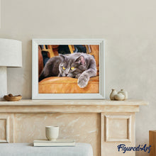 Laden Sie das Bild in den Galerie-Viewer, Malen nach Zahlen für Erwachsene | Katze auf dem Sofa | Figured'Art