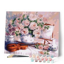 Laden Sie das Bild in den Galerie-Viewer, Malen nach Zahlen für Erwachsene | Blumen und Violine | Figured'Art