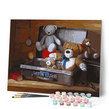 Laden Sie das Bild in den Galerie-Viewer, Malen nach Zahlen für Erwachsene | Koffer und Teddybär | Figured'Art