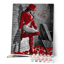 Laden Sie das Bild in den Galerie-Viewer, Malen nach Zahlen für Erwachsene | Sexy Frau mit roten Lederstiefel | Figured'Art