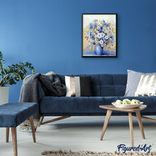 Laden Sie das Bild in den Galerie-Viewer, Malen nach Zahlen für Erwachsene | Bläuliche Vase und Blumen | Figured'Art