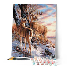 Laden Sie das Bild in den Galerie-Viewer, Malen nach Zahlen für Erwachsene | Hirsch im Winter | Figured'Art