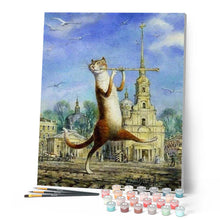 Laden Sie das Bild in den Galerie-Viewer, Malen nach Zahlen für Erwachsene | Katze mit Flöte | Figured'Art