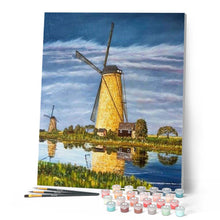 Laden Sie das Bild in den Galerie-Viewer, Malen nach Zahlen für Erwachsene | Fluss und Windmühlen | Figured'Art