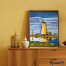 Laden Sie das Bild in den Galerie-Viewer, Malen nach Zahlen für Erwachsene | Fluss und Windmühlen | Figured'Art