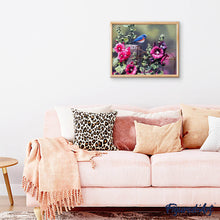 Laden Sie das Bild in den Galerie-Viewer, Malen nach Zahlen für Erwachsene | Kleiner Vogel und rosarote Blumen | Figured'Art