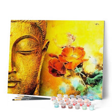 Laden Sie das Bild in den Galerie-Viewer, Malen nach Zahlen für Erwachsene | Gesicht des Buddhas und Blumen | Figured'Art