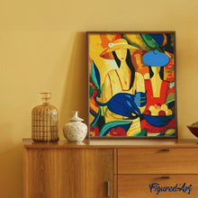 Laden Sie das Bild in den Galerie-Viewer, Malen nach Zahlen für Erwachsene | Frauen und blaue Katze | Figured'Art