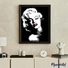 Laden Sie das Bild in den Galerie-Viewer, Malen nach Zahlen für Erwachsene | Monroe in schwarz und weiß | Figured'Art