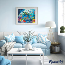 Laden Sie das Bild in den Galerie-Viewer, Malen nach Zahlen für Erwachsene | Schildkröten und Fische | Figured'Art