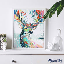 Laden Sie das Bild in den Galerie-Viewer, Malen nach Zahlen für Erwachsene | Romantischer bunter Hirsch | Figured'Art