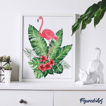 Laden Sie das Bild in den Galerie-Viewer, Malen nach Zahlen für Erwachsene | Blumen und Flamingo | Figured'Art