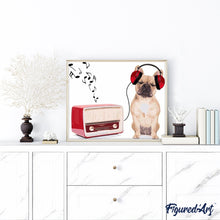 Laden Sie das Bild in den Galerie-Viewer, Malen nach Zahlen für Erwachsene | Hund mit Kopfhörer | Figured'Art