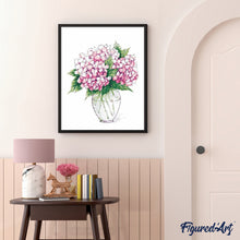 Laden Sie das Bild in den Galerie-Viewer, Malen nach Zahlen für Erwachsene | Kleine Vase und Hortensien | Figured'Art