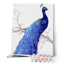 Laden Sie das Bild in den Galerie-Viewer, Malen nach Zahlen für Erwachsene | Pfau tiefblau | Figured'Art
