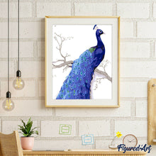 Laden Sie das Bild in den Galerie-Viewer, Malen nach Zahlen für Erwachsene | Pfau tiefblau | Figured'Art