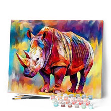 Laden Sie das Bild in den Galerie-Viewer, Malen nach Zahlen für Erwachsene | Großes buntes Nashorn | Figured'Art