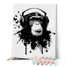 Laden Sie das Bild in den Galerie-Viewer, Malen nach Zahlen für Erwachsene | Gorilla mit Kopfhörer | Figured'Art
