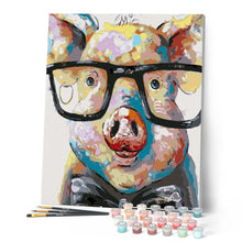 Laden Sie das Bild in den Galerie-Viewer, Malen nach Zahlen für Erwachsene | Schweinchen mit Brille | Figured'Art
