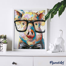 Laden Sie das Bild in den Galerie-Viewer, Malen nach Zahlen für Erwachsene | Schweinchen mit Brille | Figured'Art