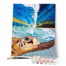 Laden Sie das Bild in den Galerie-Viewer, Malen nach Zahlen für Erwachsene | Schildkröte in den Wellen | Figured'Art