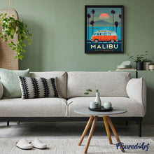 Laden Sie das Bild in den Galerie-Viewer, Reiseposter Malibu Kalifornien