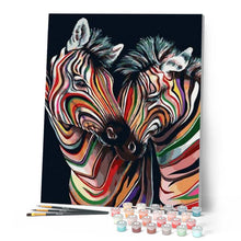 Laden Sie das Bild in den Galerie-Viewer, Malen nach Zahlen für Erwachsene | Buntes Zebrapaar | Figured'Art