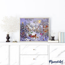 Laden Sie das Bild in den Galerie-Viewer, Malen nach Zahlen für Erwachsene | Dorf mit Weihnachtsdekoration | Figured'Art