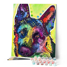 Laden Sie das Bild in den Galerie-Viewer, Malen nach Zahlen für Erwachsene | Bunter Hund mit Sternen | Figured'Art