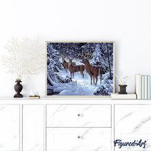 Laden Sie das Bild in den Galerie-Viewer, Malen nach Zahlen für Erwachsene | Hirsche im Schnee | Figured'Art