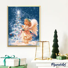 Laden Sie das Bild in den Galerie-Viewer, Malen nach Zahlen für Erwachsene | Engel am Weihnachtsbaum | Figured'Art