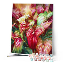 Laden Sie das Bild in den Galerie-Viewer, Malen nach Zahlen für Erwachsene | Blumen in rot und grün | Figured'Art