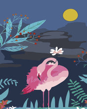 Laden Sie das Bild in den Galerie-Viewer, Malen nach Zahlen für Erwachsene | Flamingo und Vollmond | Figured'Art