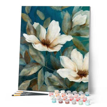 Laden Sie das Bild in den Galerie-Viewer, Malen nach Zahlen für Erwachsene | Dunkelweiße Blumen | Figured'Art