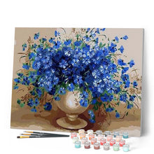 Laden Sie das Bild in den Galerie-Viewer, Malen nach Zahlen für Erwachsene | Blaue leuchtende Blüten | Figured'Art