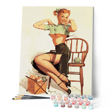 Laden Sie das Bild in den Galerie-Viewer, Vintage Pin-up mit Garnen