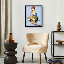 Laden Sie das Bild in den Galerie-Viewer, Vintage Pin-up mit Blumenstrauß